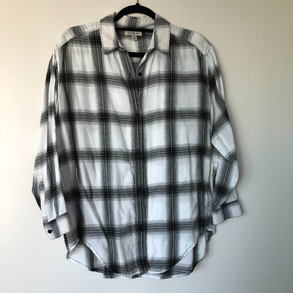 Checkered Black and White Plaid Shirt